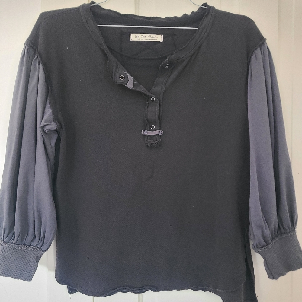 Free People Henley Top With Flowing Sleeves